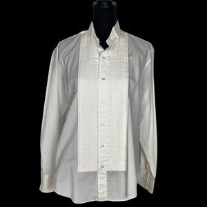 RAFFINATI Men Pintuck Tuxedo Shirt Sz M White Button Down Event Formal 11-4